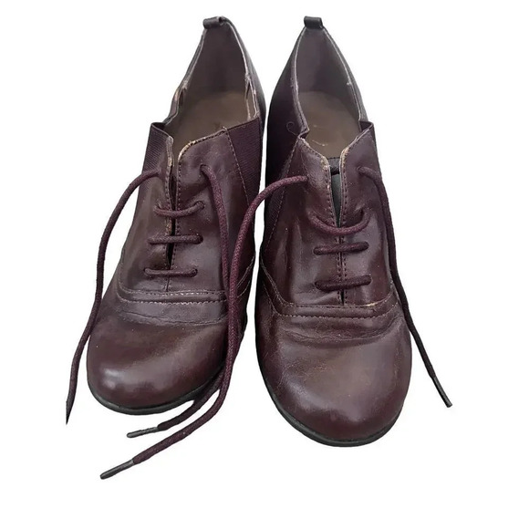 A2 By Aerosoles Red Leather Upper Lace Up Ankle Heel Boots Size 7.5 - Picture 1 of 7